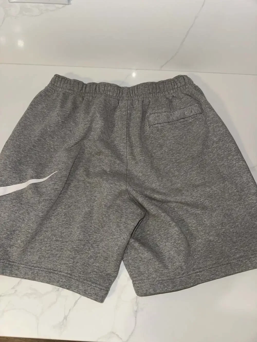 Nike Gray Fleece Athletic Shorts with White Swoosh Size Large